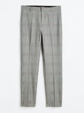 H&M Men’s Gray Plaid Slim Fit Dress Trousers Pants 30W